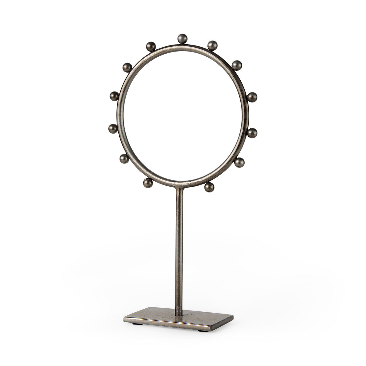 Elio Gunmetal Gray Large Studded Hoop Object - Ornate Home