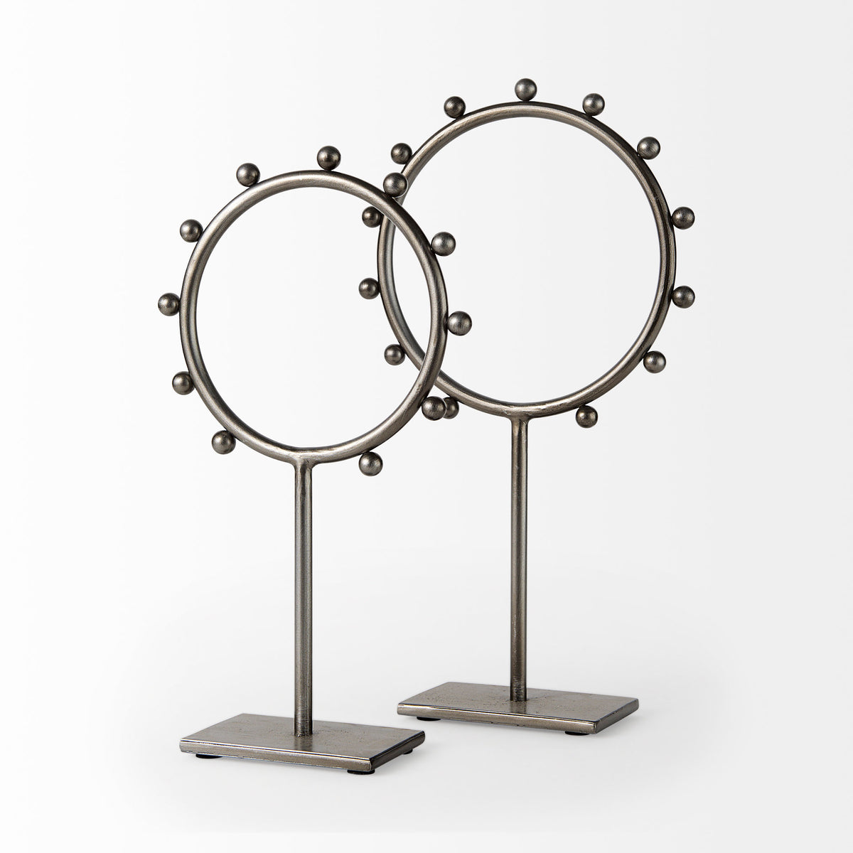 Elio Gunmetal Gray Large Studded Hoop Object - Ornate Home