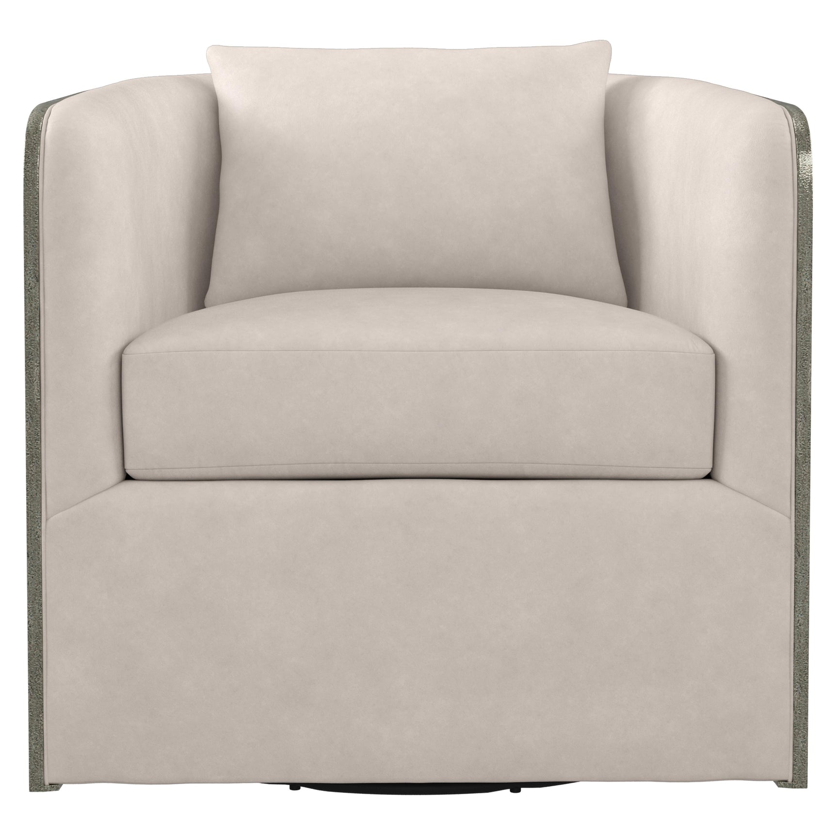 Eliot Burnished Aluminum/White/Cream Leather Swivel Chair - Ornate Home