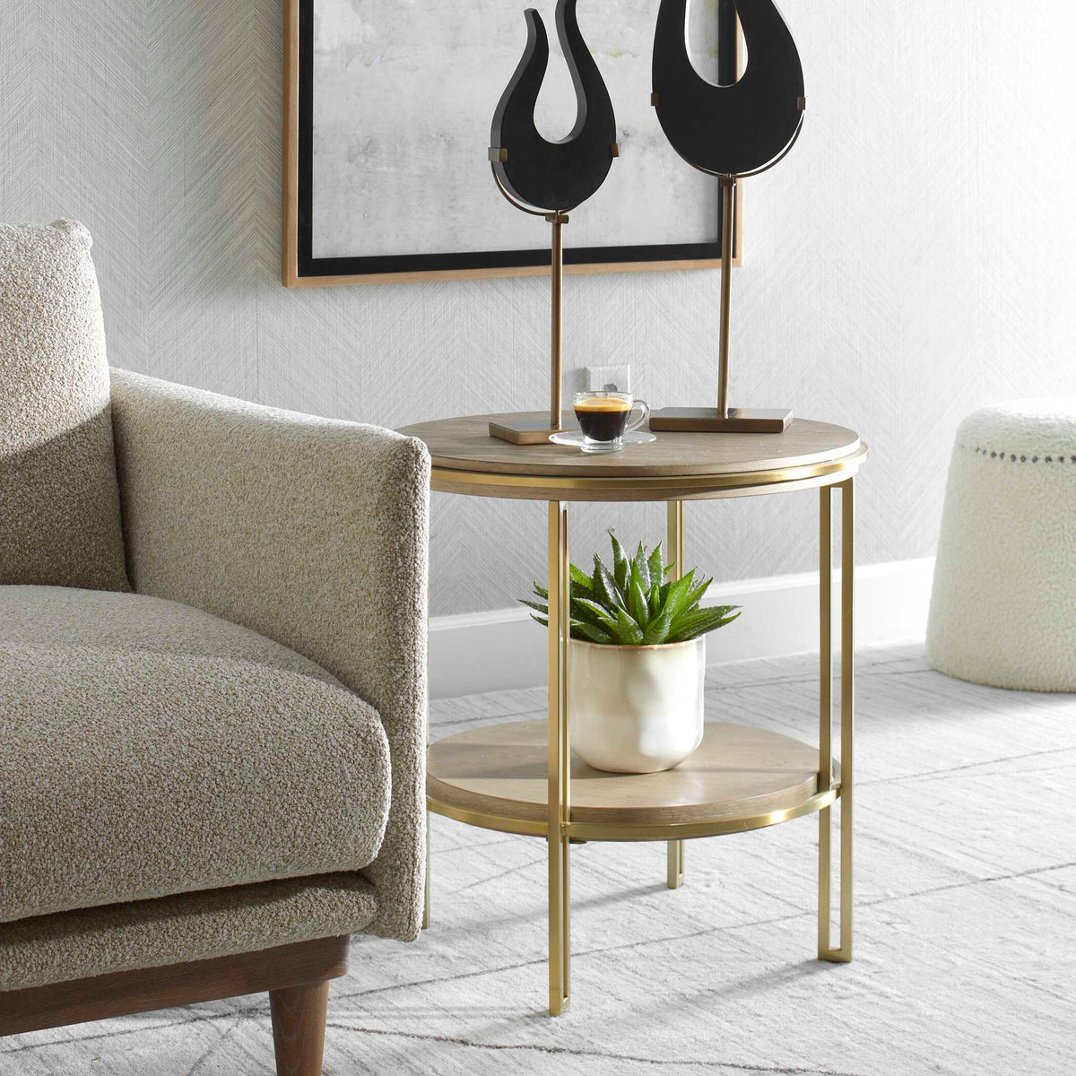 Elise Brass Round Side Table - Ornate Home