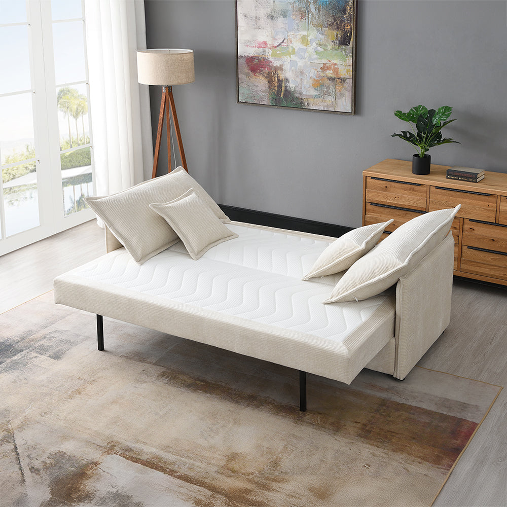 Elisea Beige Sofa w/Sleeper - Ornate Home