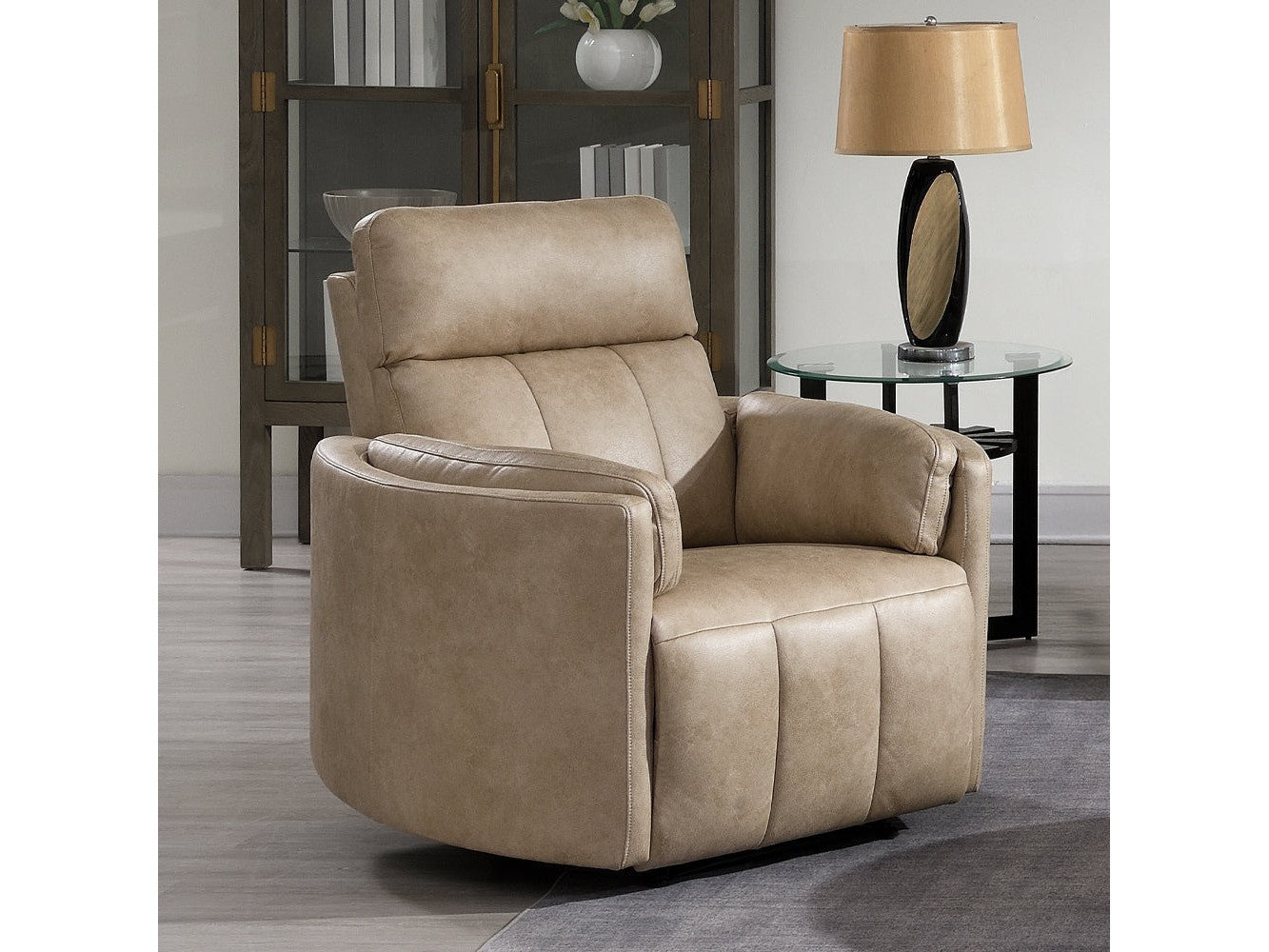 Elison Dark Beige Motion Glider Recliner w/Swivel - Ornate Home