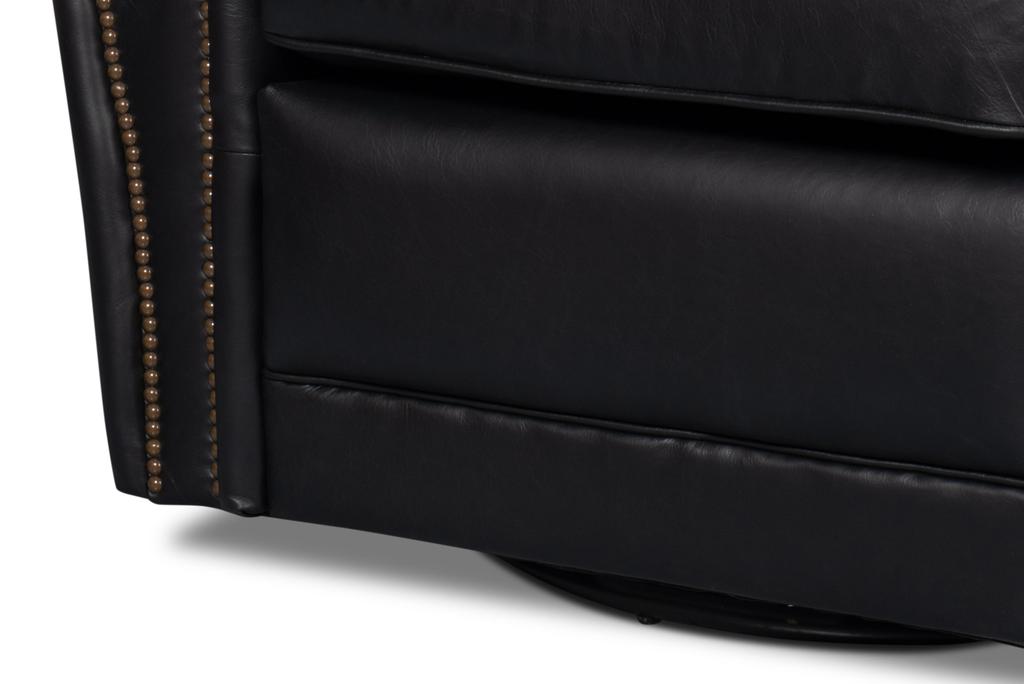 Elite Black French Club Swivel Chair - Ornate Home