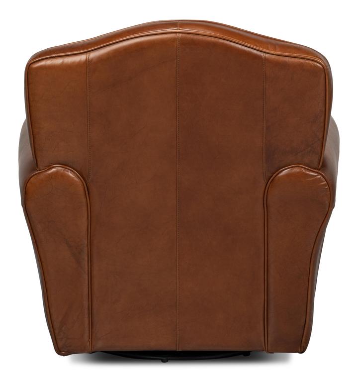 Elite Brown French Club Swivel Chair - Ornate Home