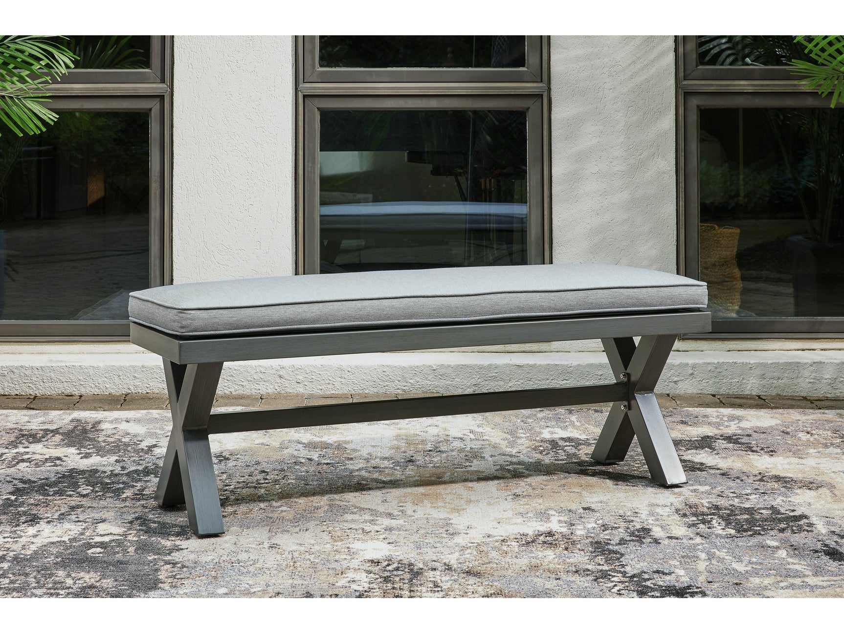 Elite Park Gray Outdoor Bench w/ Cushion - Ornate Home