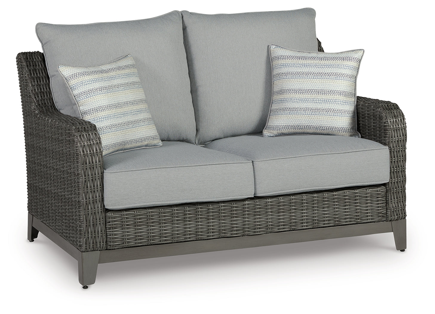 Elite Park Gray Outdoor Loveseat w/ Cushion - Ornate Home