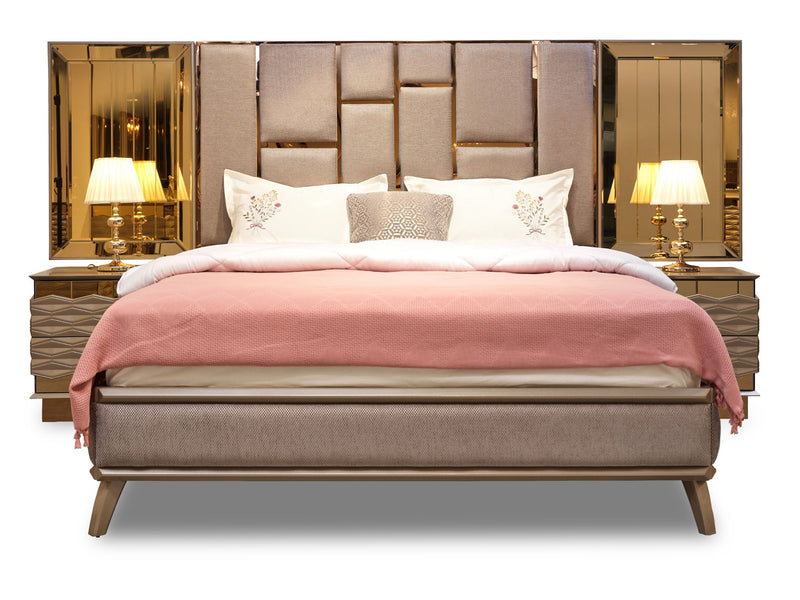 Elite Taupe King Bed Frame With Headboard - Ornate Home