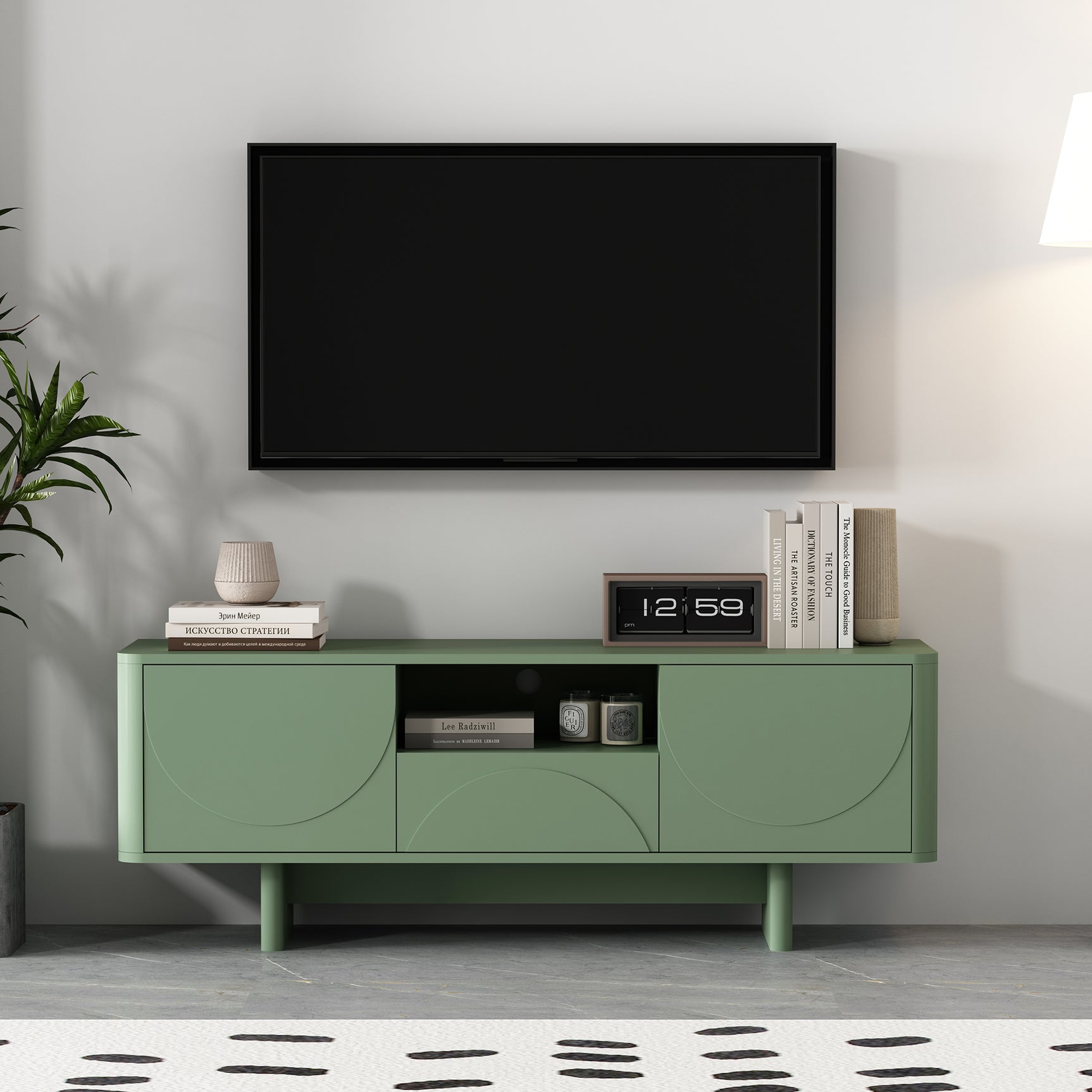 Ella 59" TV Stand in Sage Green - Ornate Home