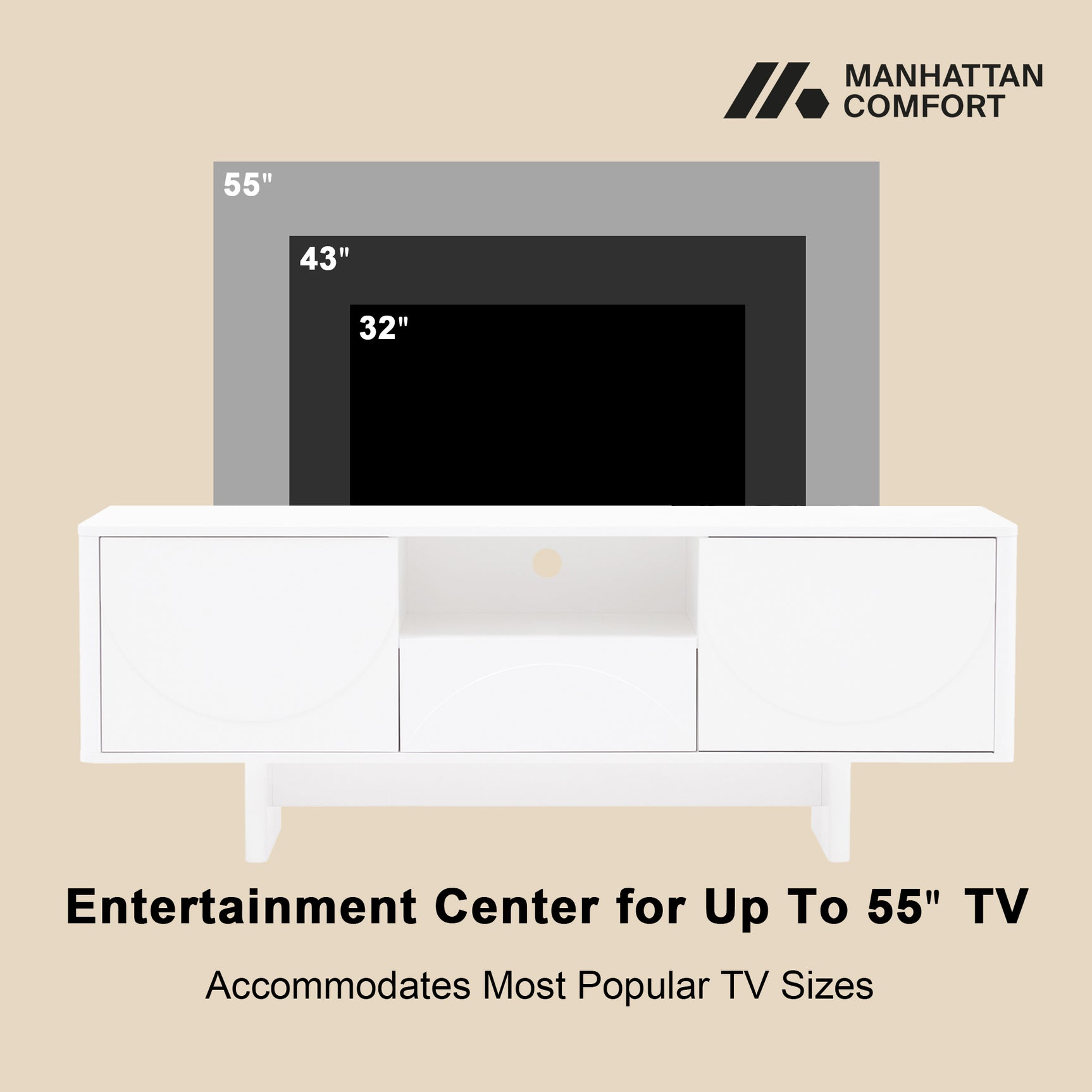 Ella 59" TV Stand in White - Ornate Home