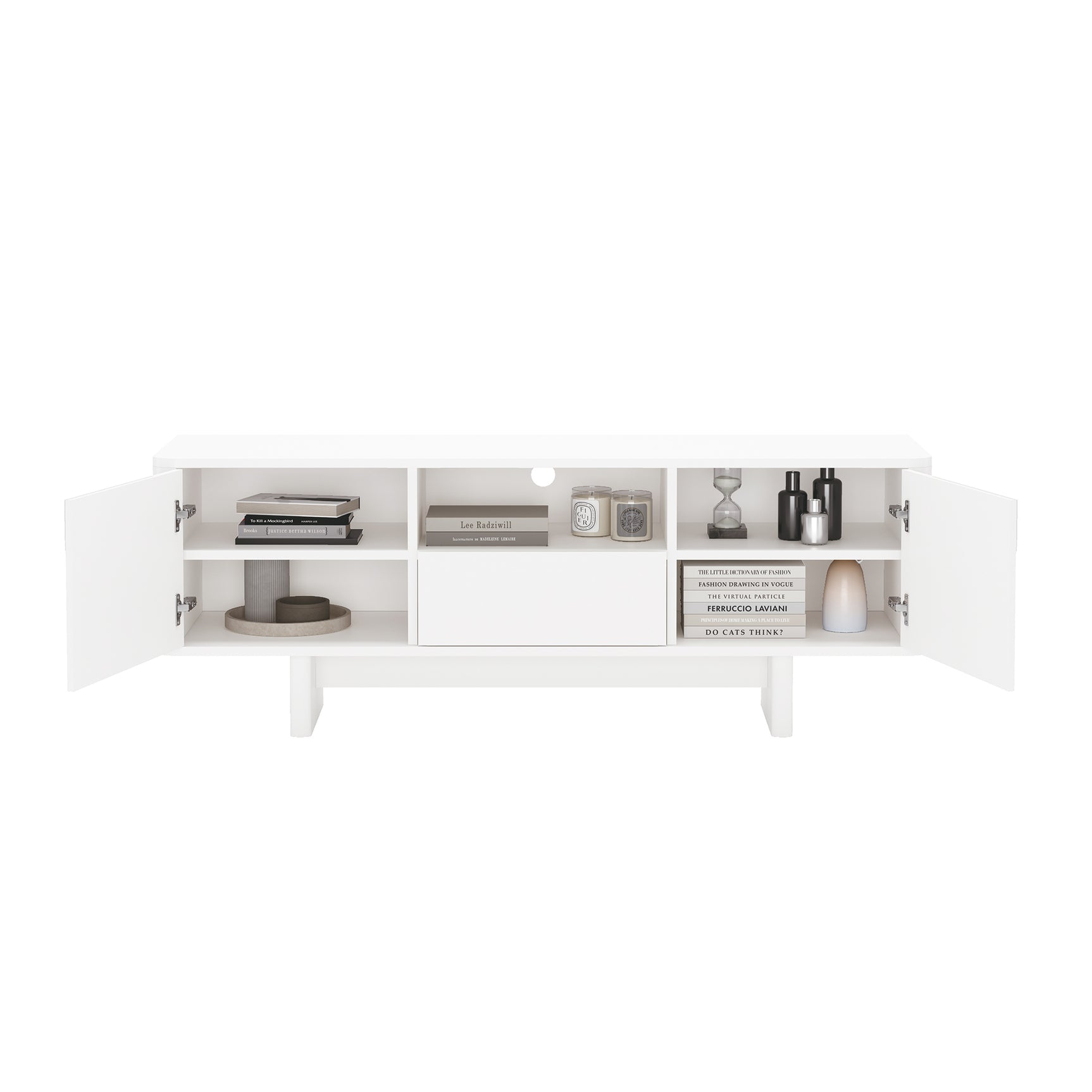 Ella 59" TV Stand in White - Ornate Home