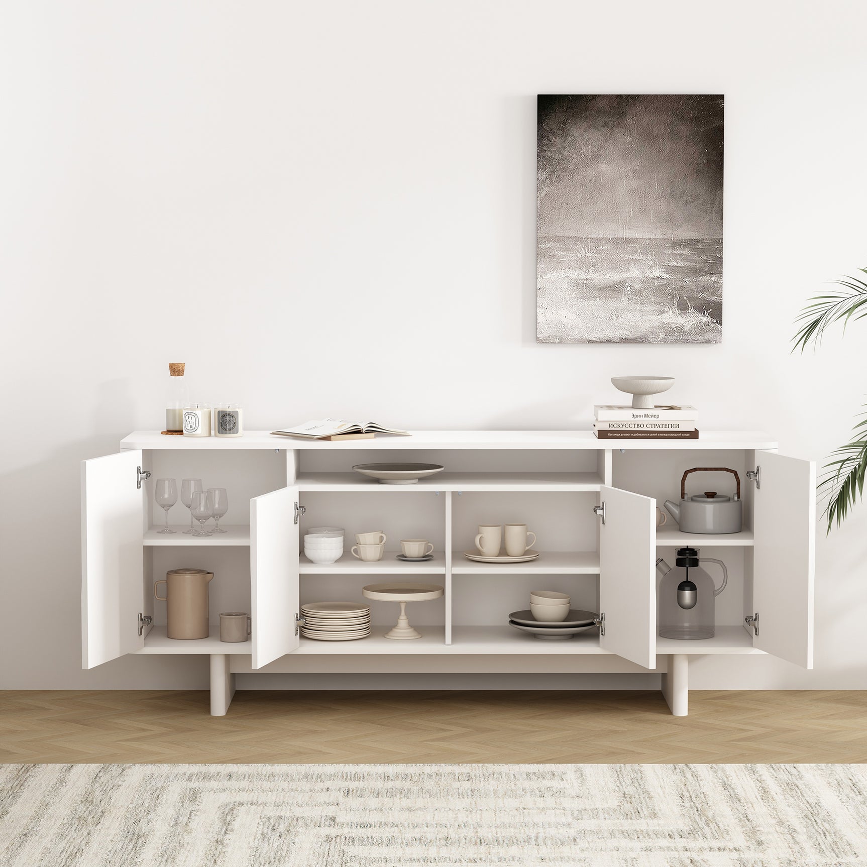 Ella 70.86" Sideboard in White - Ornate Home