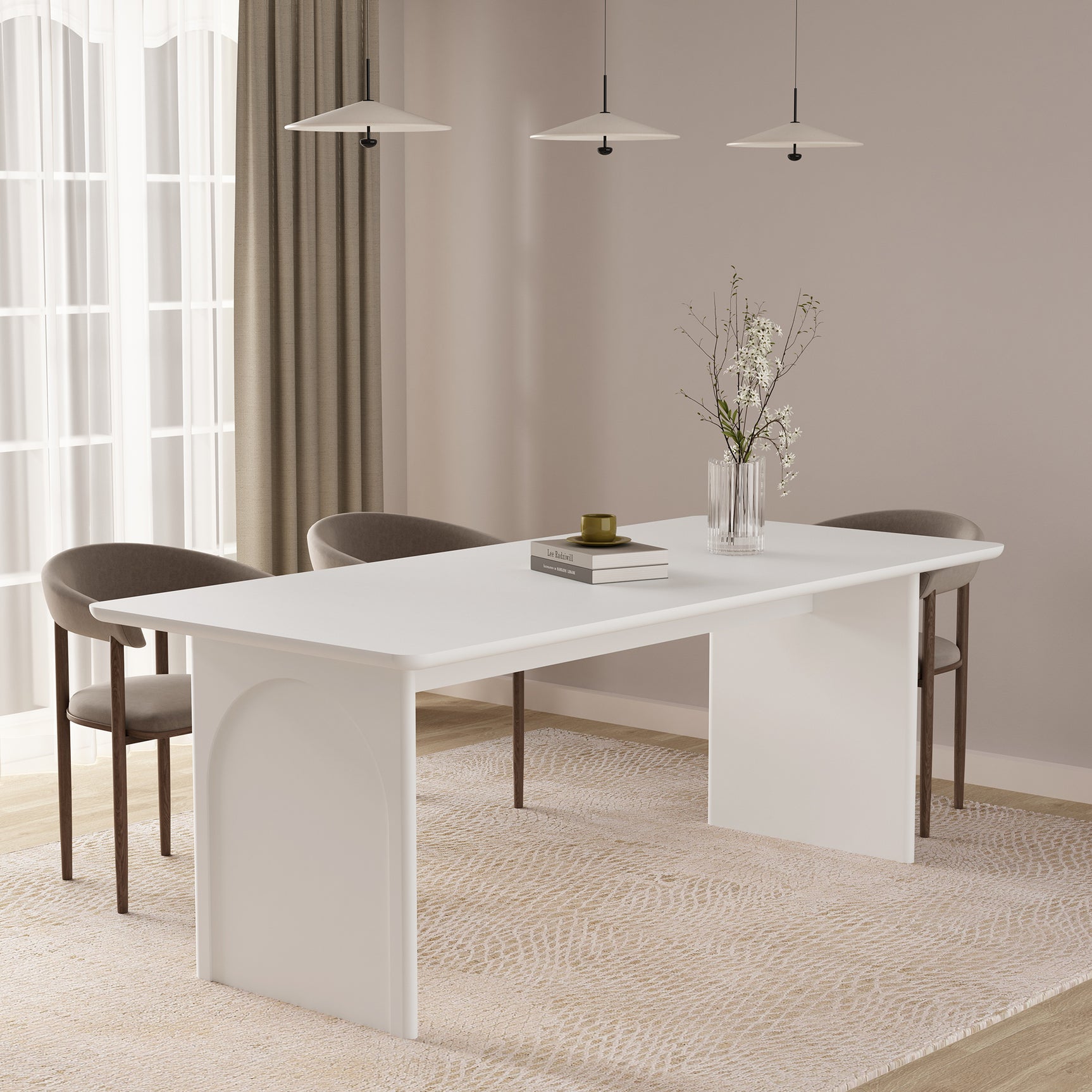 Ella 78.7" Dining Table in White - Ornate Home