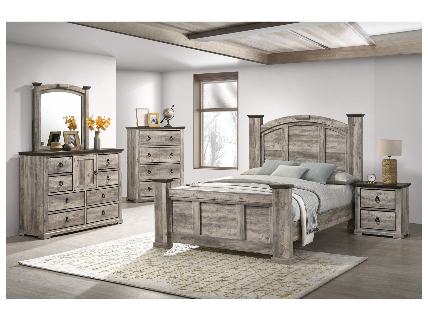 Ella-Mae Gray/Brown King Bed - Ornate Home