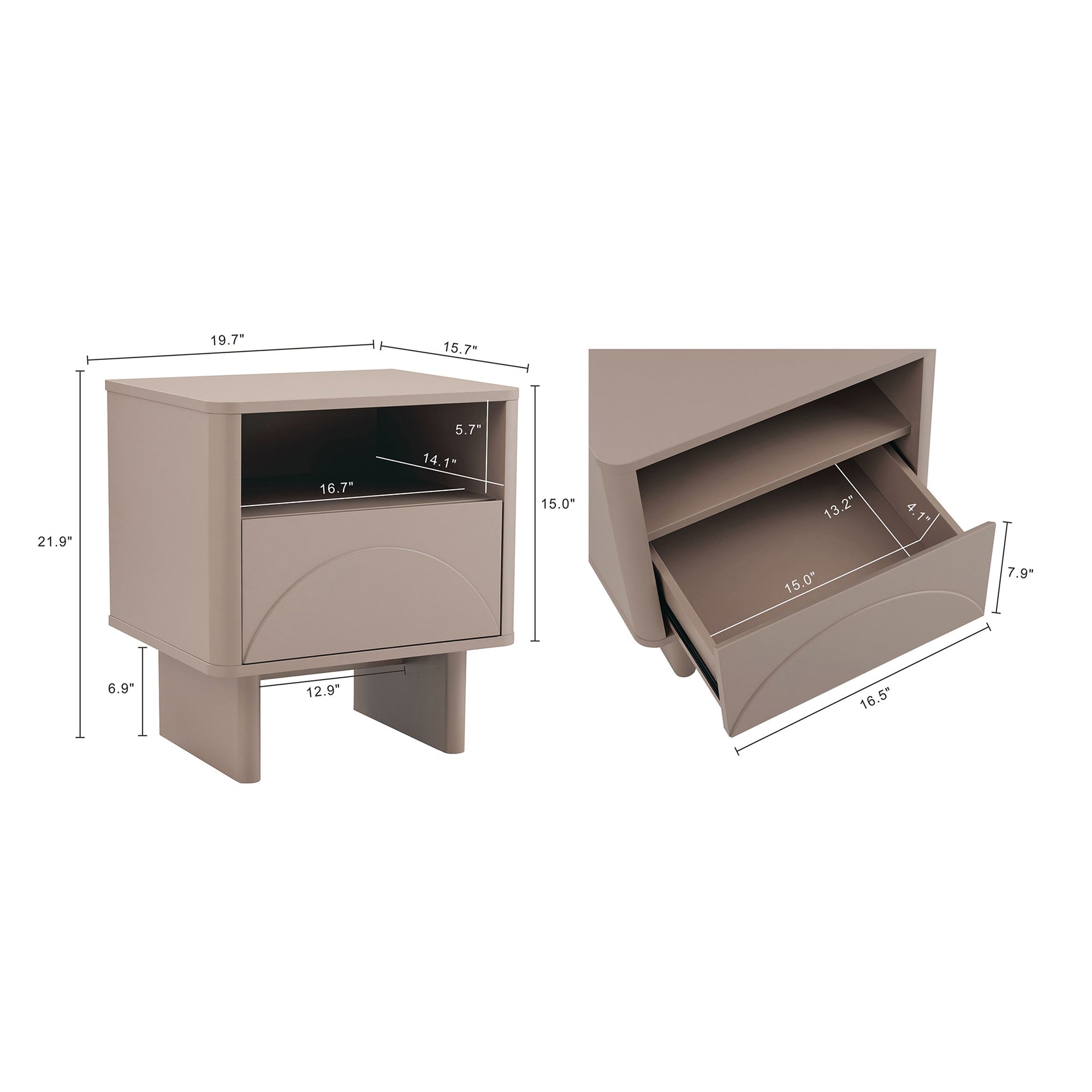 Ella Nightstand in Mocha (set of 2) - Ornate Home