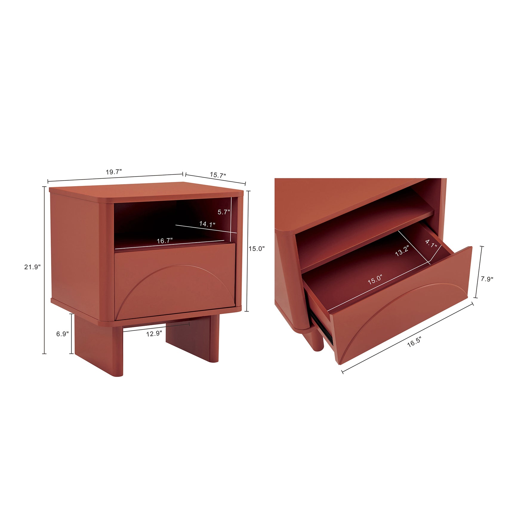 Ella Nightstand in Terracotta (set of 2) - Ornate Home