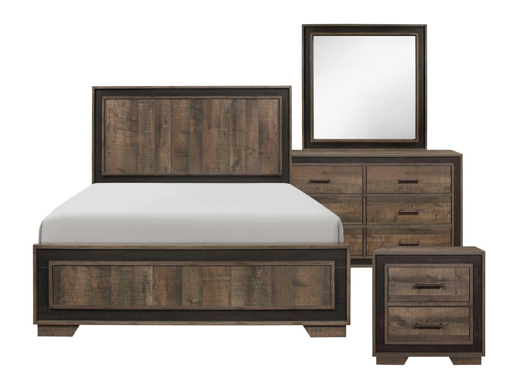 Ellendale Rustic Mahogany /Dark Ebony 4-piece Queen Bedroom Set - Ornate Home