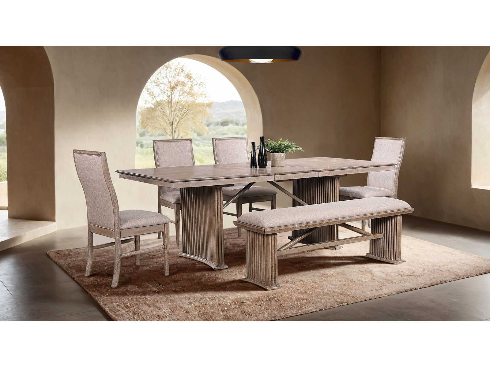 Ellesmere Natural Ash 7 Piece Dining Set - Ornate Home