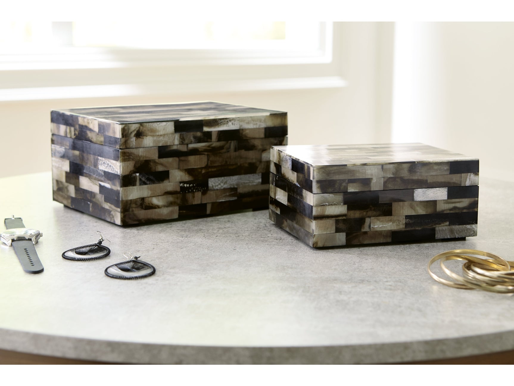 Ellford Black/Brown/Cream Box (Set of 2) - Ornate Home