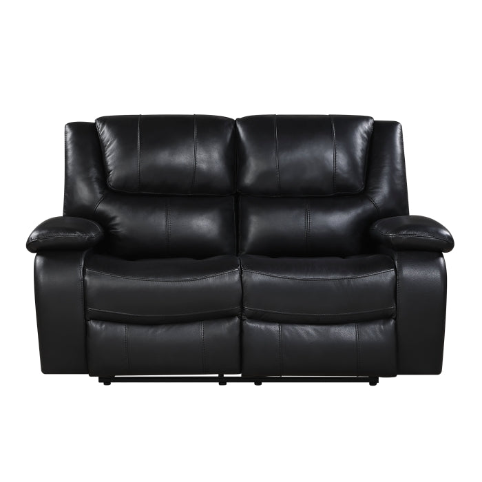 Ellicott Black Double Reclining Loveseat - Ornate Home