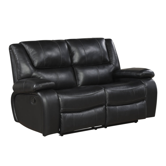 Ellicott Black Double Reclining Loveseat - Ornate Home