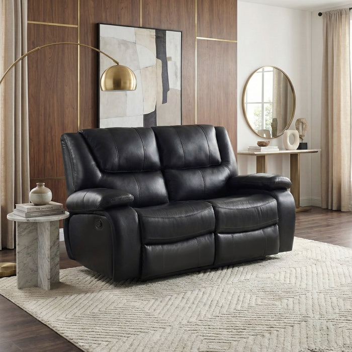 Ellicott Black Double Reclining Loveseat - Ornate Home