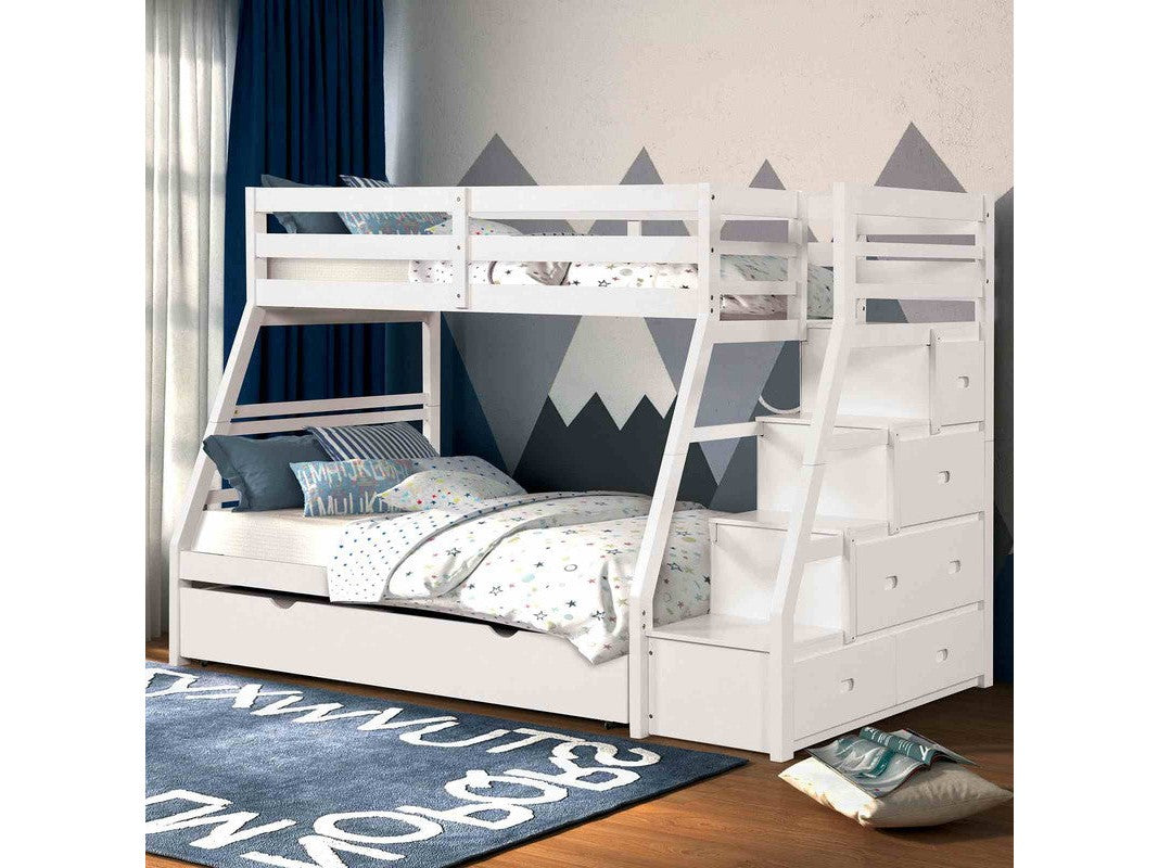 Ellington White Twin/Full Bunk Bed w/ Trundle - Ornate Home