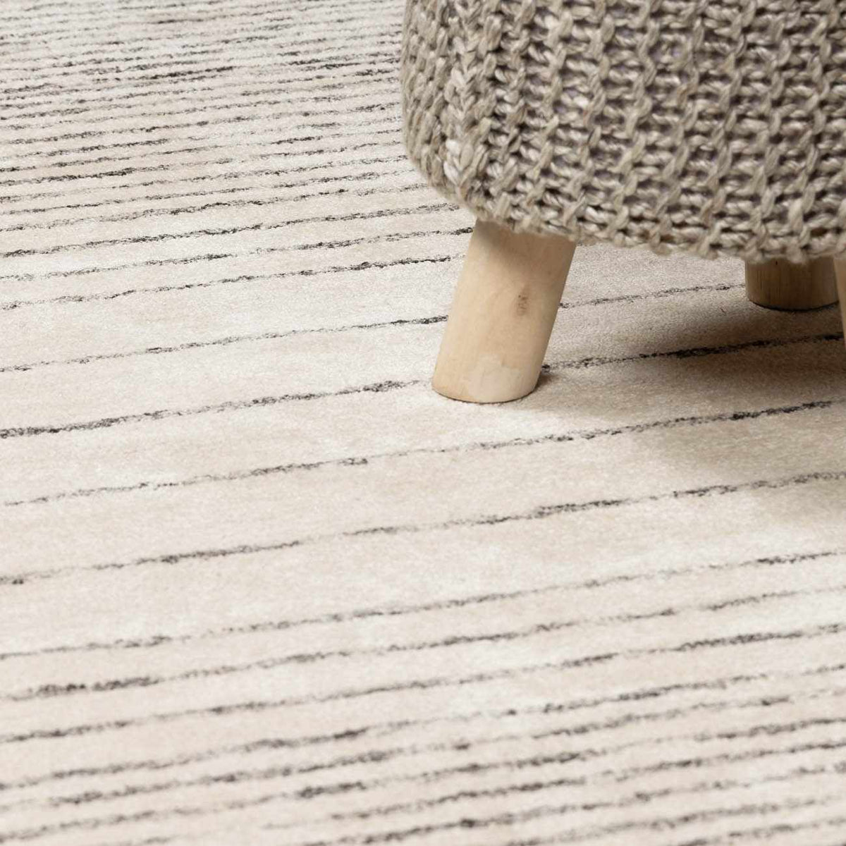 Ellisburg Striped Cream Faux Silk Rug - Clearance - Ornate Home