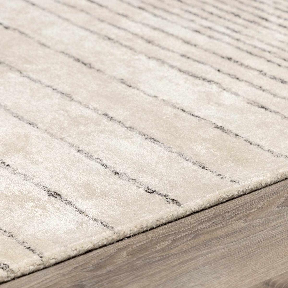 Ellisburg Striped Cream Faux Silk Rug - Clearance - Ornate Home