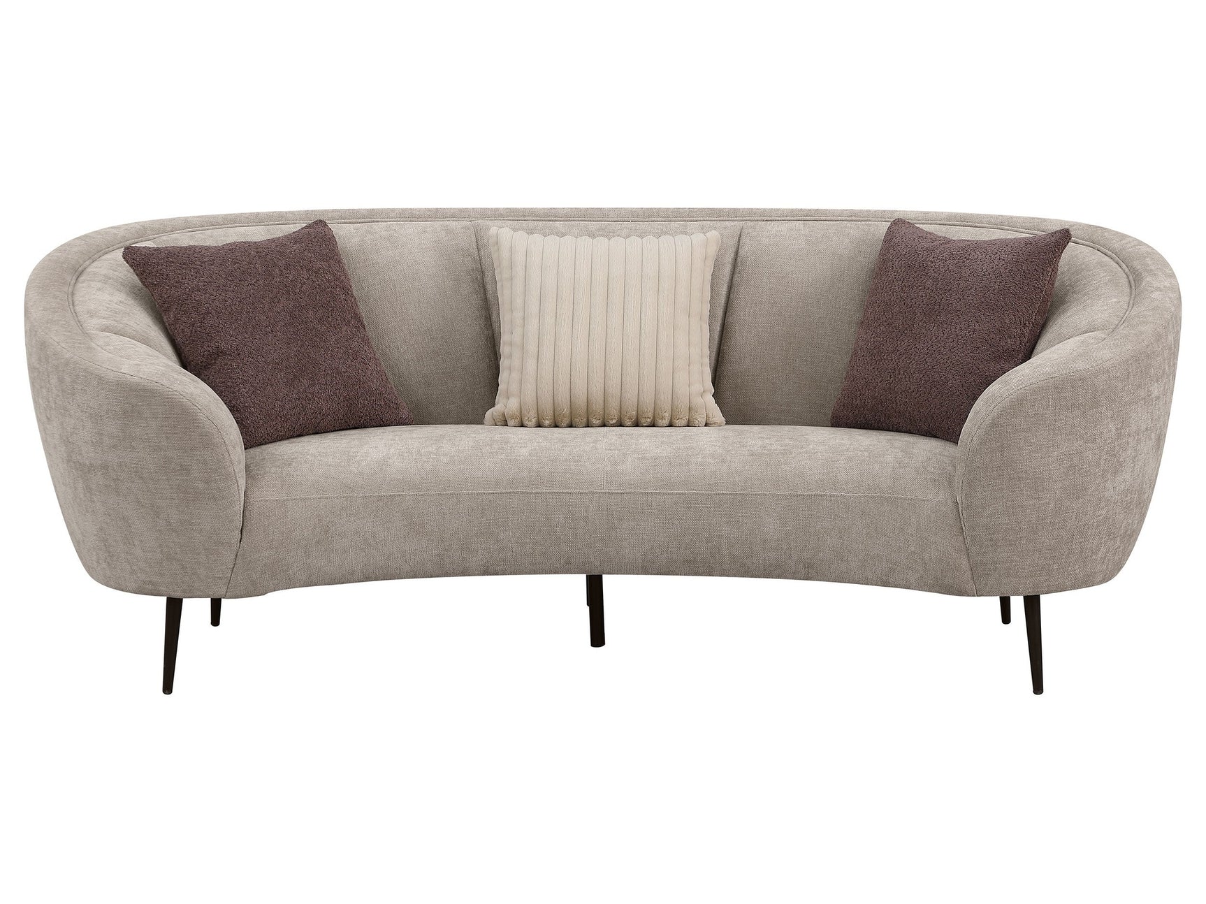 Ellorie Beige Channel Back Curved Sofa - Ornate Home