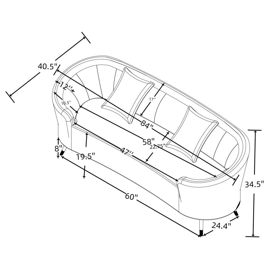 Ellorie Beige Channel Back Curved 2-piece Sofa Set - Ornate Home