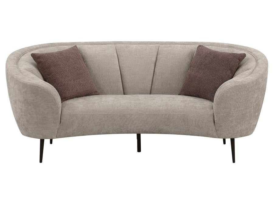 Ellorie Beige Channel Back Curved Loveseat - Ornate Home