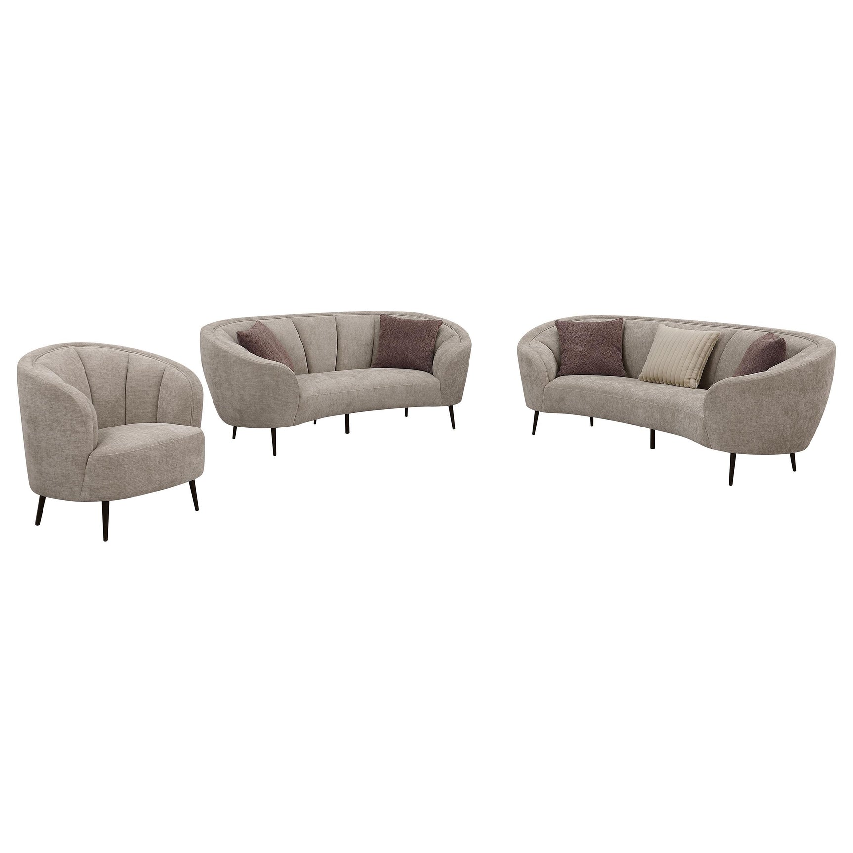 Ellorie Beige Channel Back Curved Sofa - Ornate Home