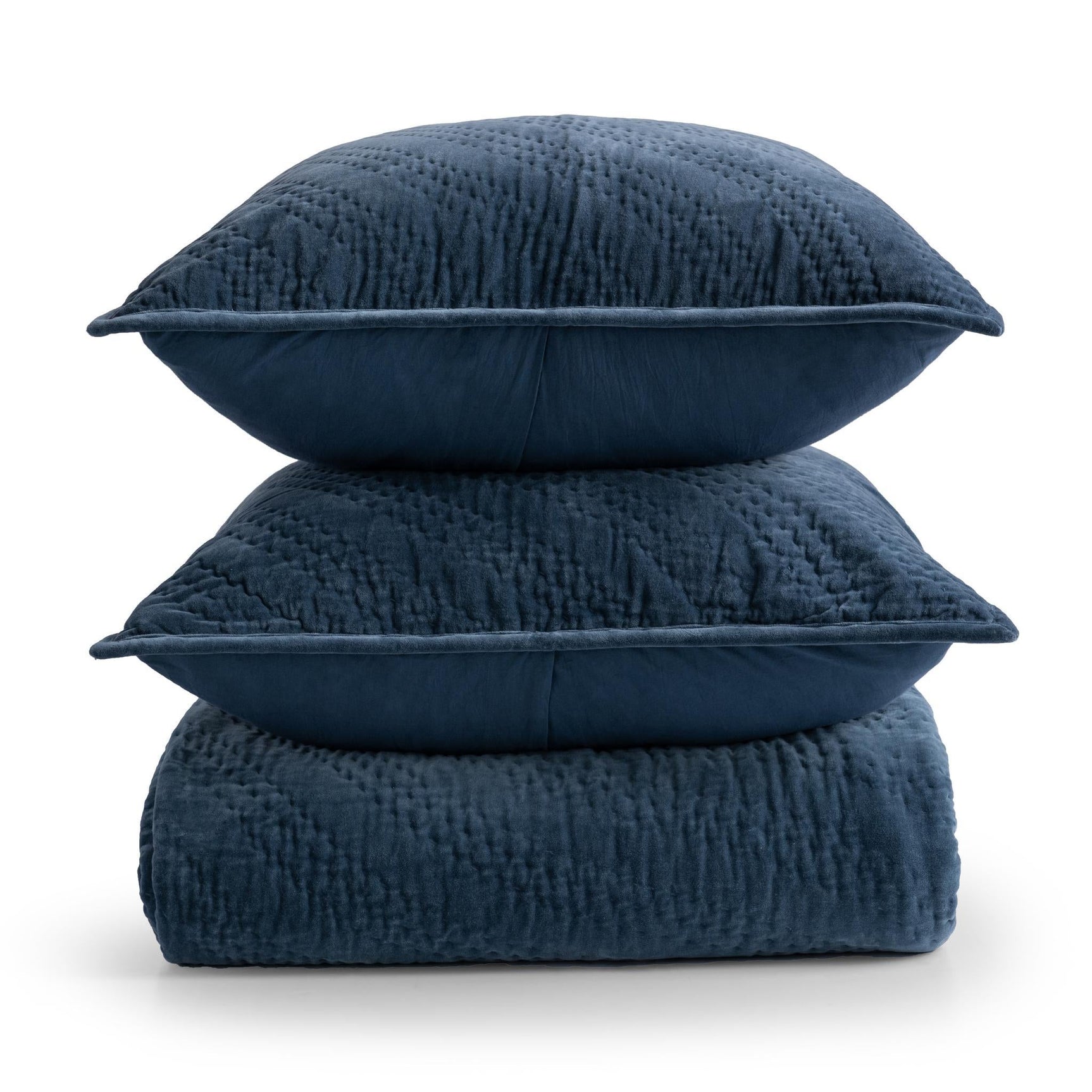 Elms Crisp Blue Velvet Quilt Collection - Ornate Home