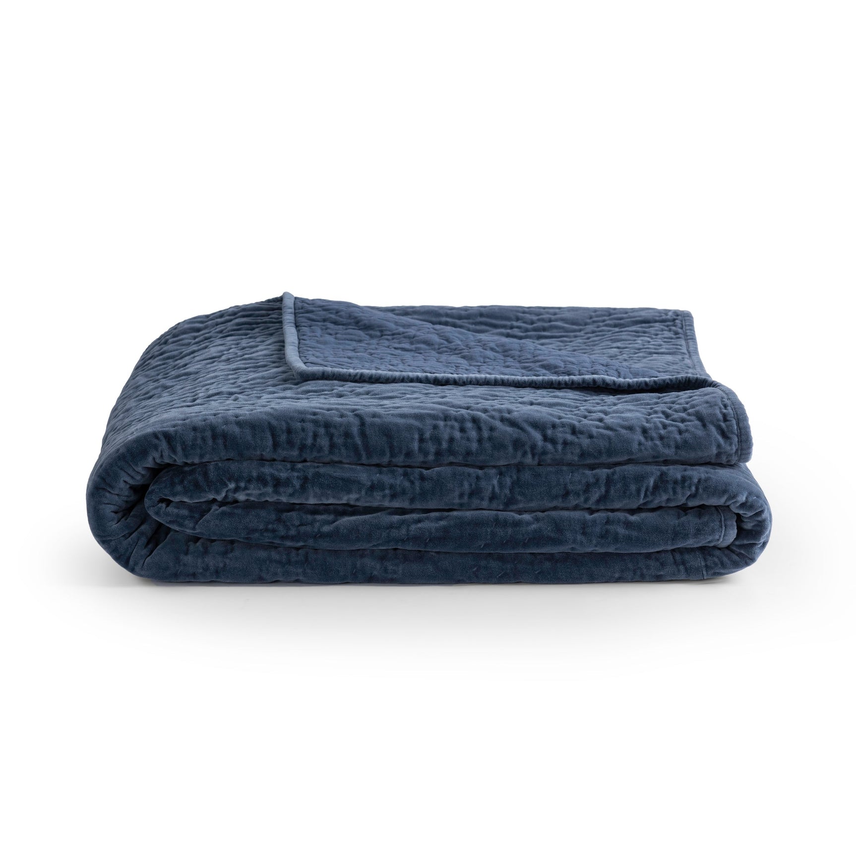 Elms Crisp Blue Velvet Quilt Collection - Ornate Home