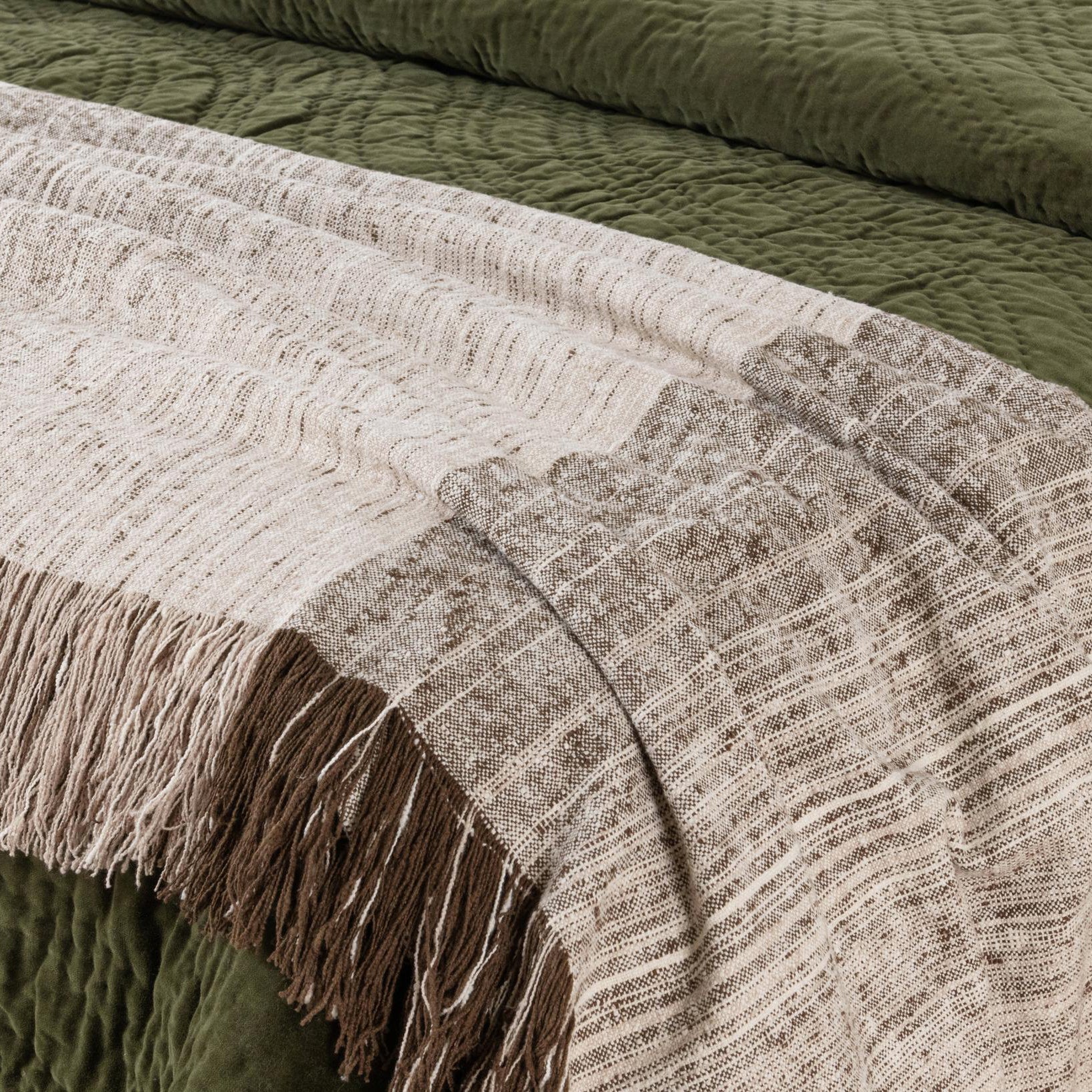Elms Loden Green Velvet Quilt Collection - Ornate Home
