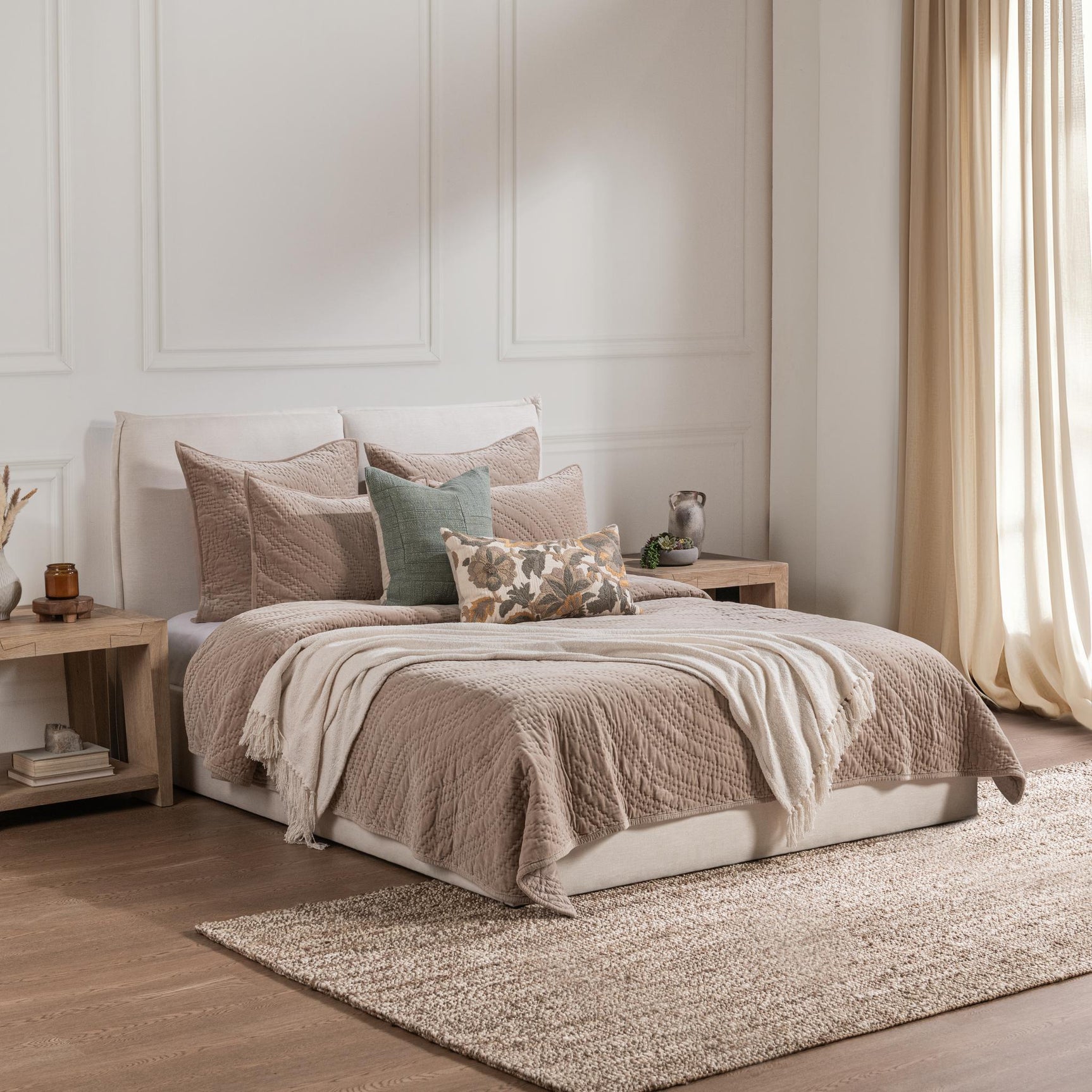 Elms Velvet Pebble Velvet Quilt Collection - Ornate Home