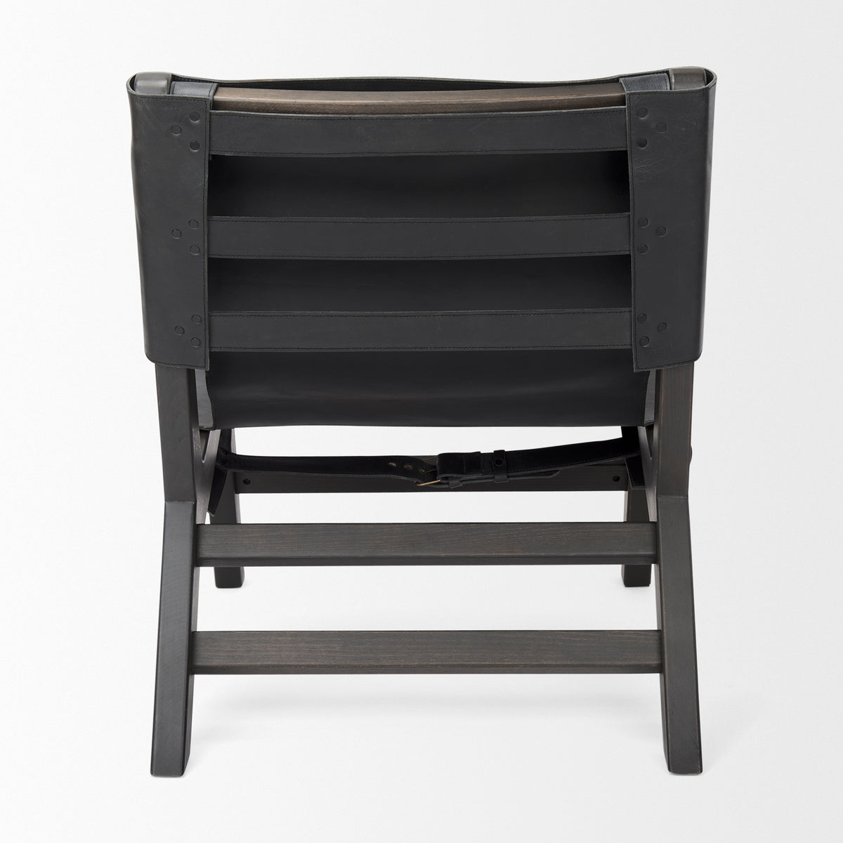 Elodie Black Leather Stain Beech Wood Frame Accent Chair - Ornate Home