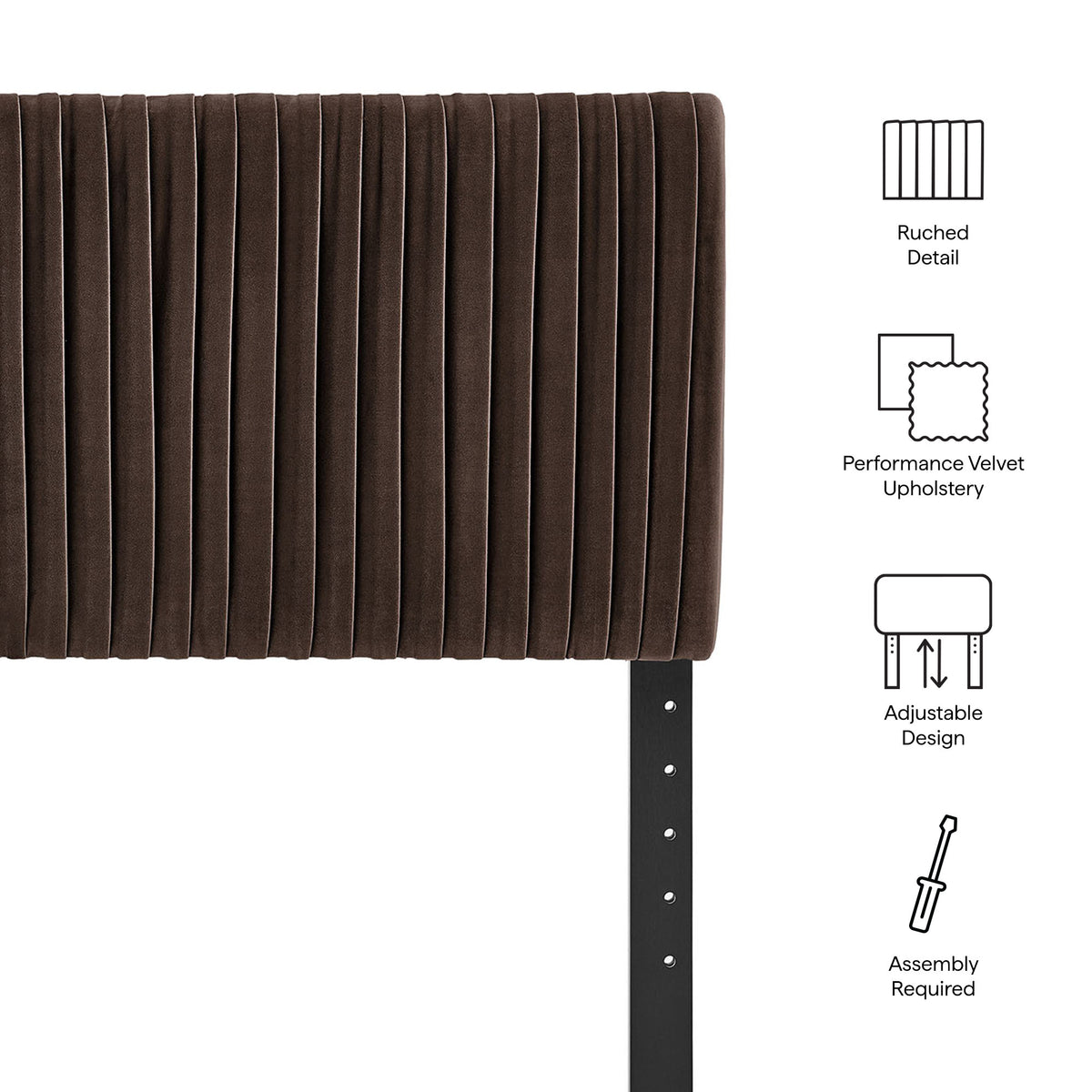 Eloise Chocolate Brown Stain-Resistant Performance Velvet Full Headboard - Ornate Home