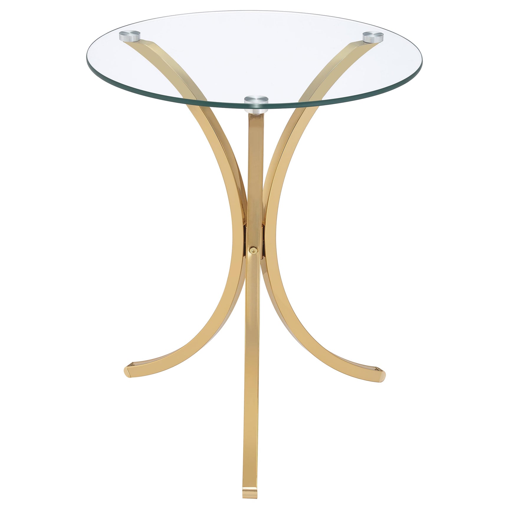Eloise Gold Round Glass Top Curved Metal Side Table - Ornate Home