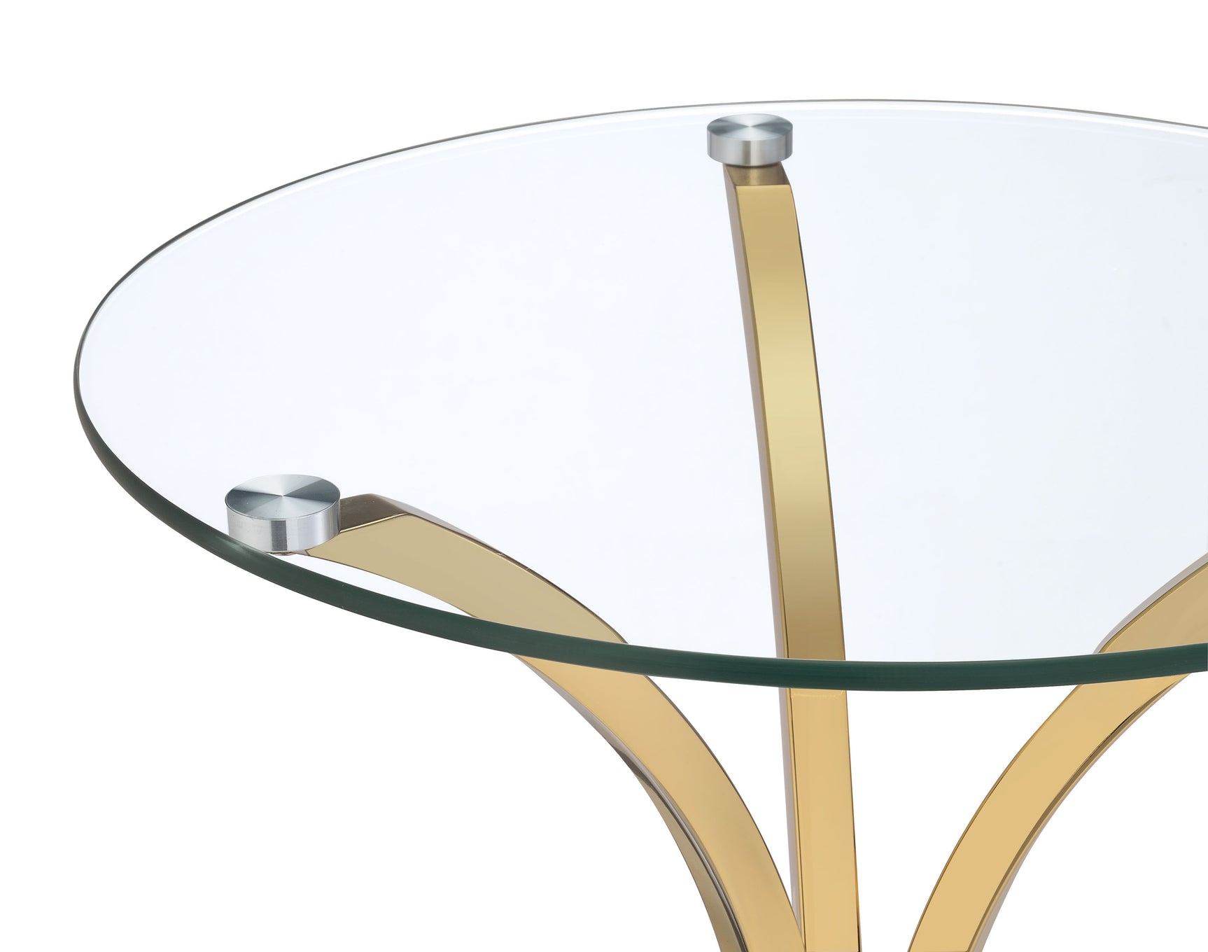 Eloise Gold Round Glass Top Curved Metal Side Table - Ornate Home