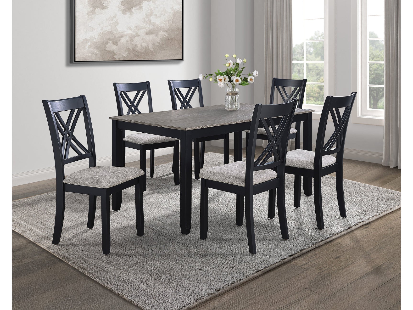Eloise Light Grey 7-Piece Dining Set - Ornate Home