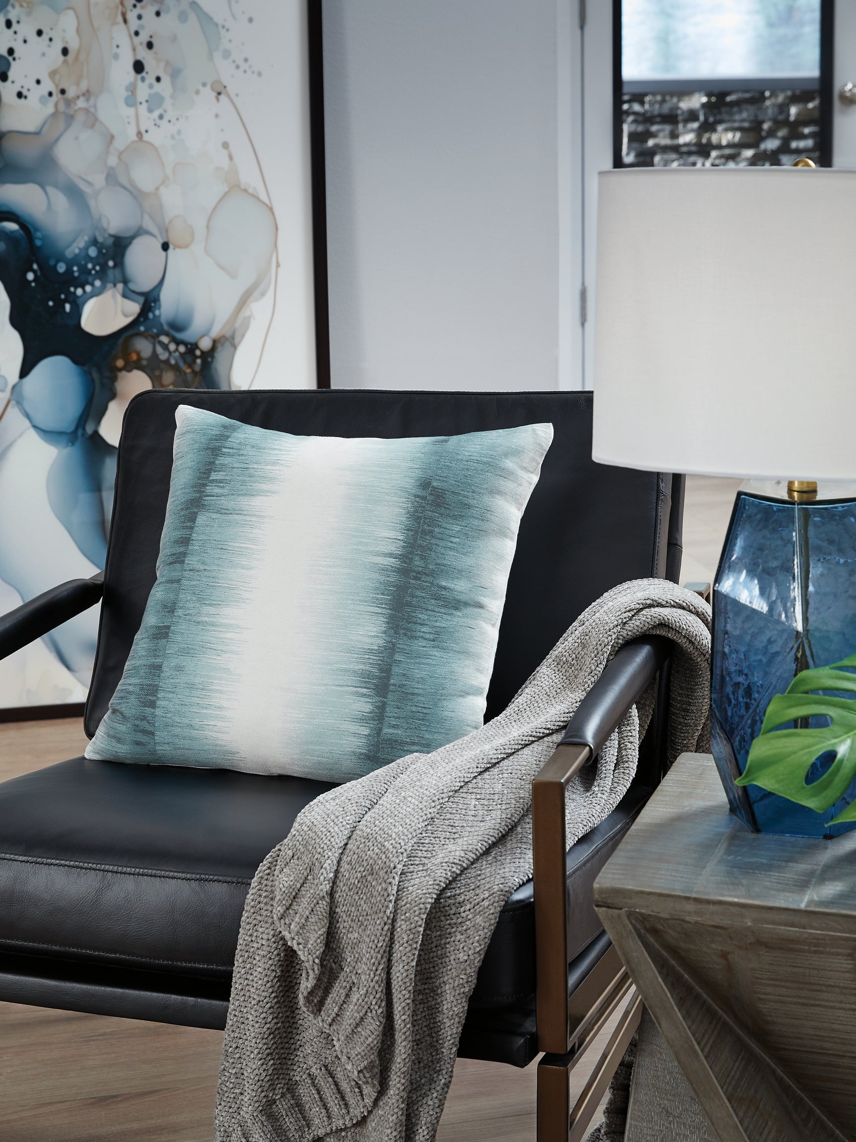 Elonwich Teal/White Pillow (Online Special Price) - Ornate Home