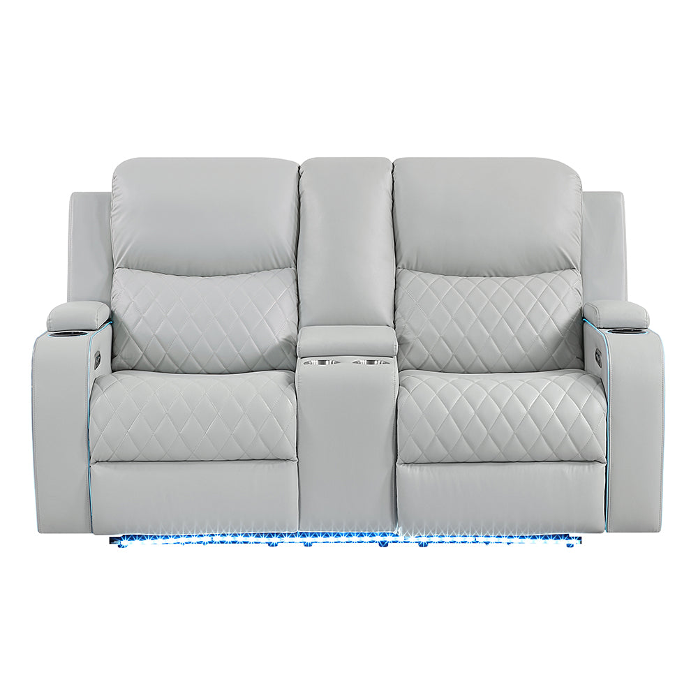 Elonzo Light Gray Power Motion Loveseat - Ornate Home