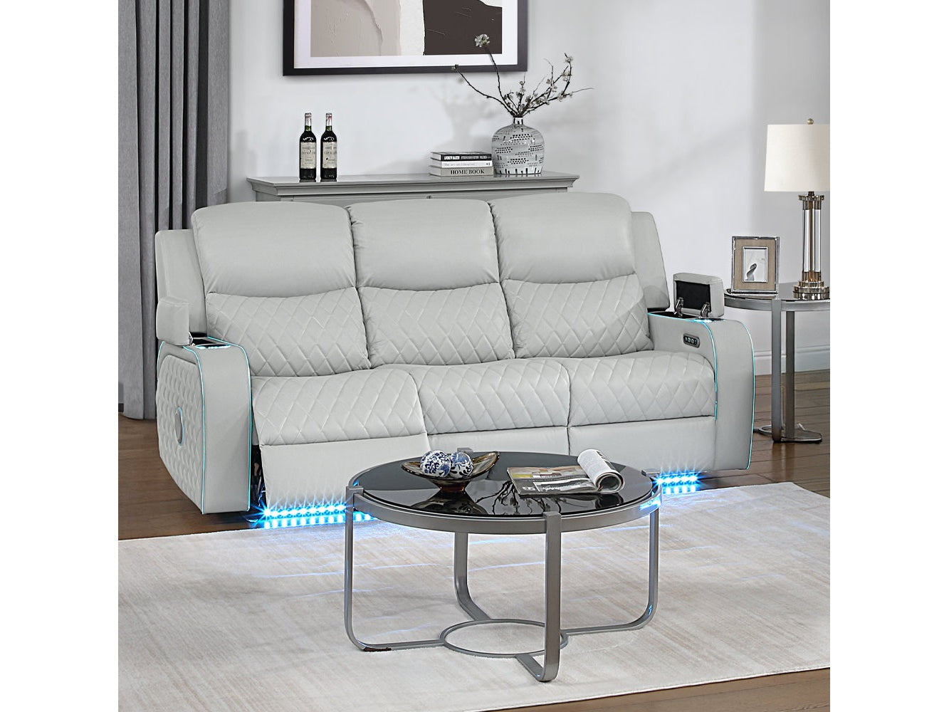 Elonzo Light Gray Power Motion Sofa - Ornate Home