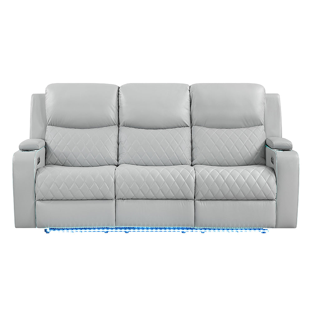 Elonzo Light Gray Power Motion Sofa - Ornate Home