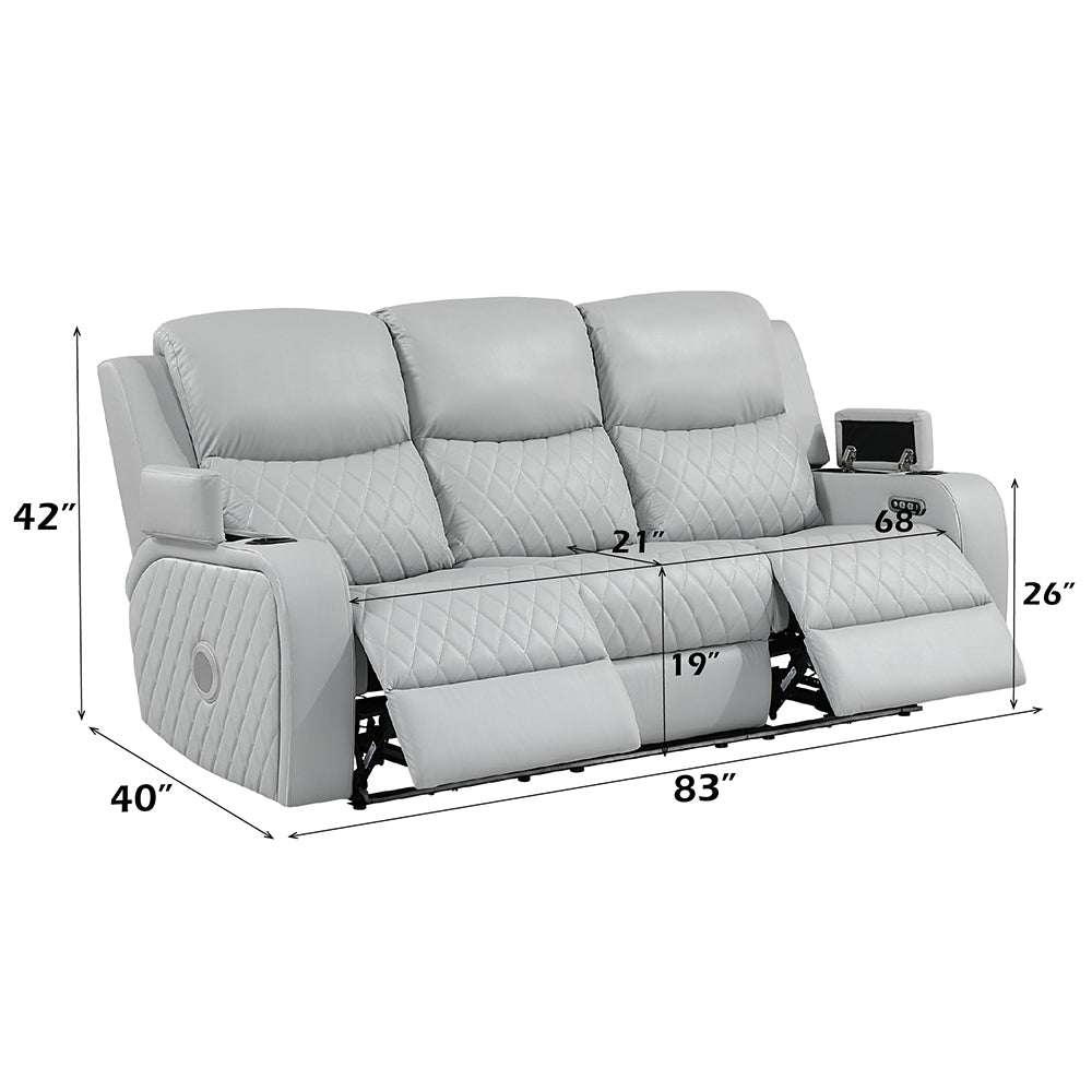 Elonzo Light Gray Power Motion Sofa - Ornate Home
