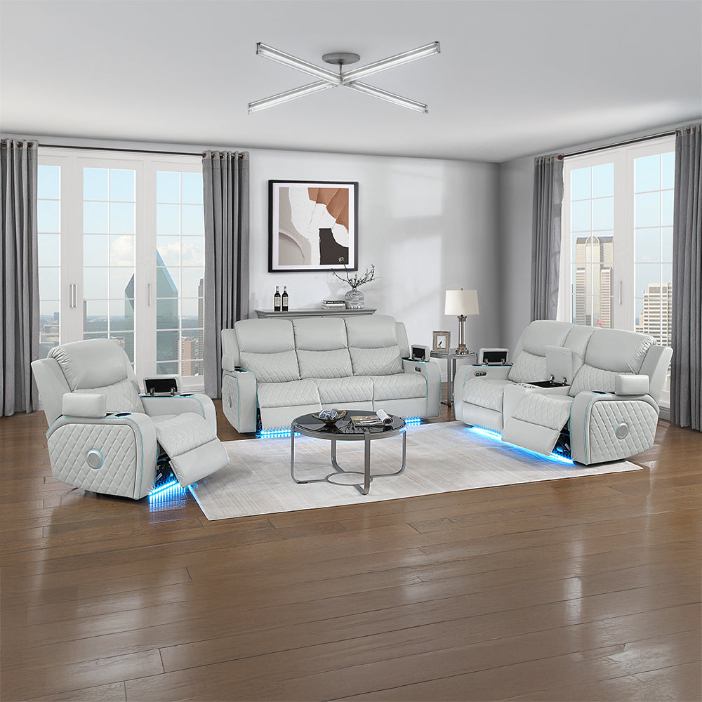 Elonzo Light Gray Power Motion Sofa - Ornate Home