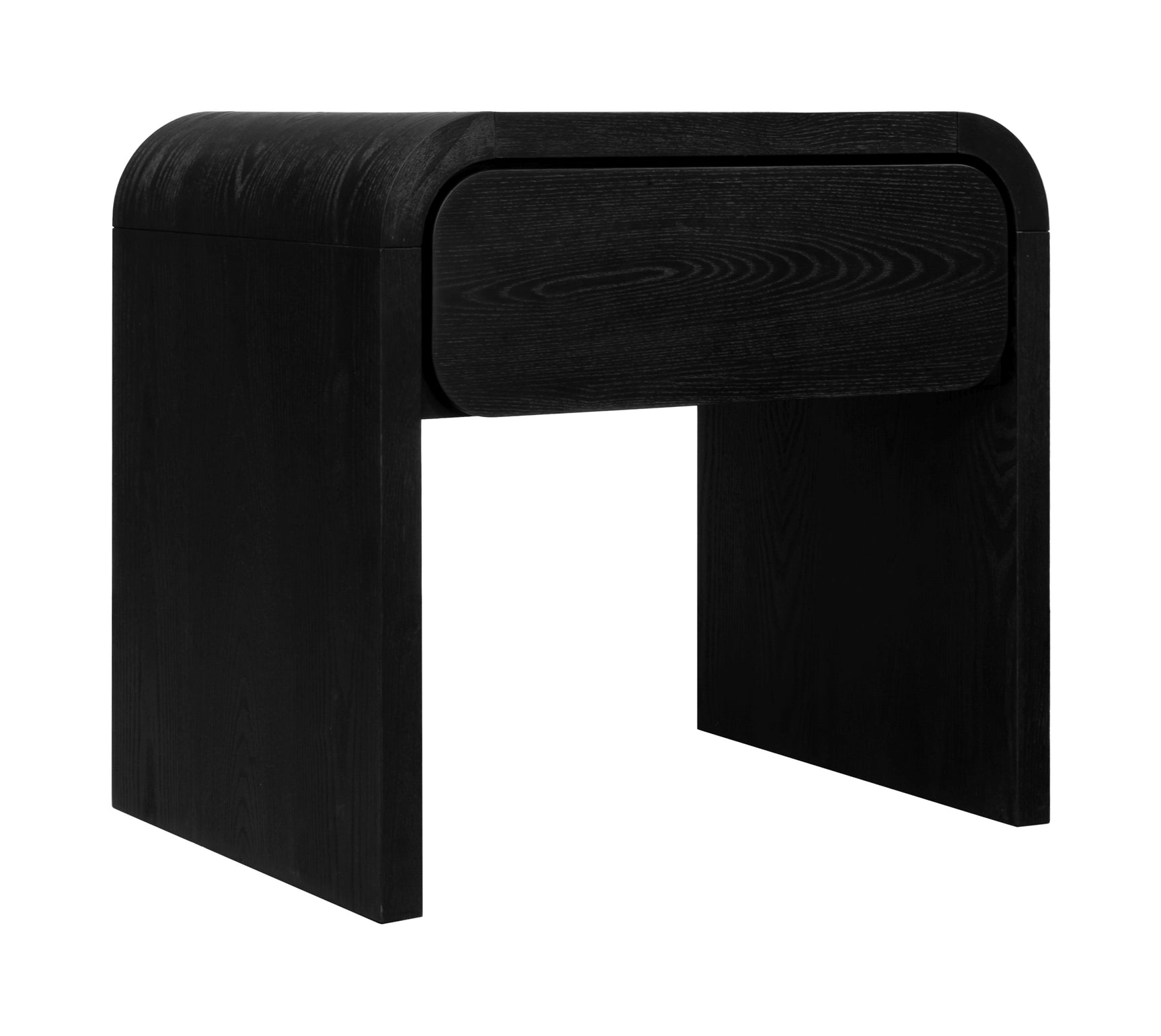 Elora One Drawer Nightstand in Jet Black Ash - Ornate Home