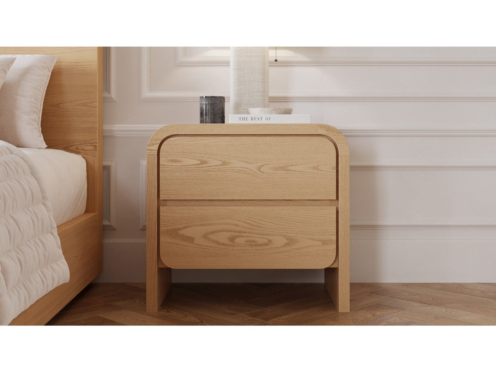 Elora Timber Two Drawer Nightstand - Ornate Home