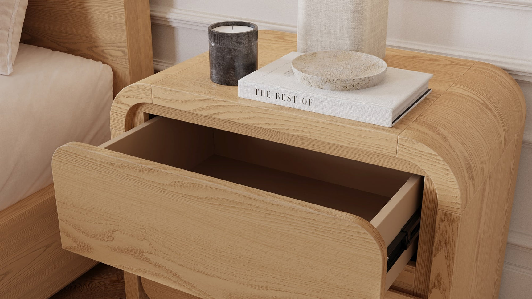 Elora Timber Two Drawer Nightstand - Ornate Home